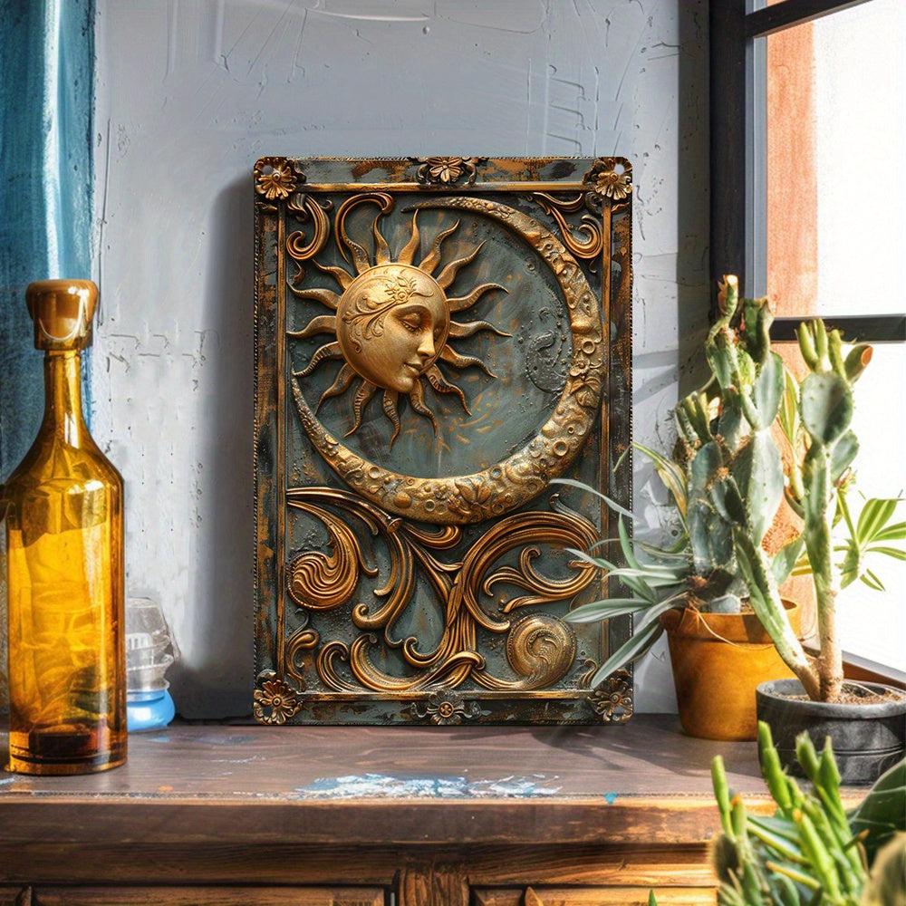 Sun And Moon Wall Art Mystic Metal Sign Celestial Home Decor-MoonChildWorld