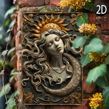 Vintage Sun and Moon Celestial Metal Sign Goddess Wall Decor-MoonChildWorld