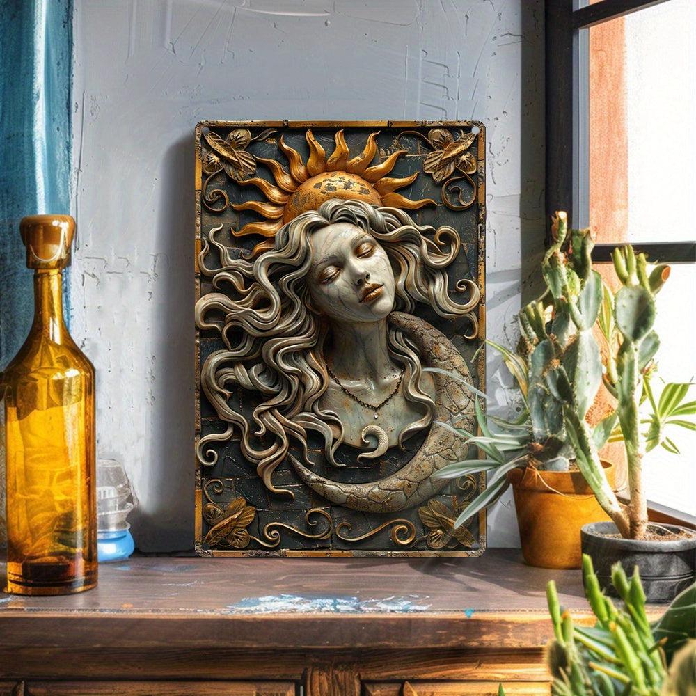 Vintage Sun and Moon Celestial Metal Sign Goddess Wall Decor-MoonChildWorld