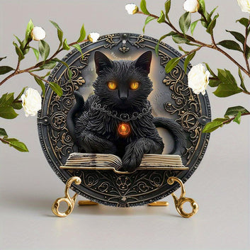 Wicca book of shadows Black Cat Metal Sign Witchy Metal Sign