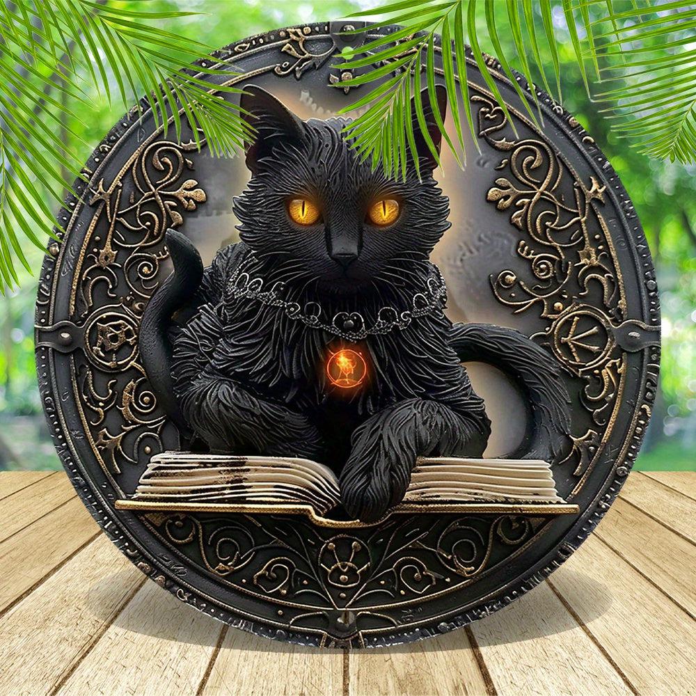 Wicca book of shadows Black Cat Metal Sign Witchy Metal Sign-MoonChildWorld