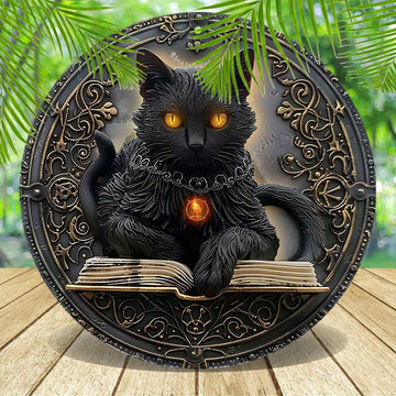 Wicca book of shadows Black Cat Metal Sign Witchy Metal Sign-MoonChildWorld