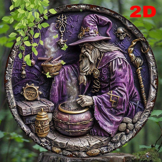 Wizard Brewing Potion Witchy Metal Sign