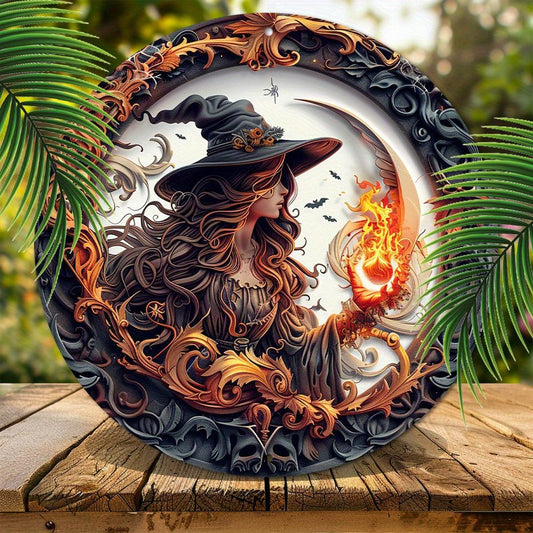 Burning Witch Metal Sign Mystic Home Decor