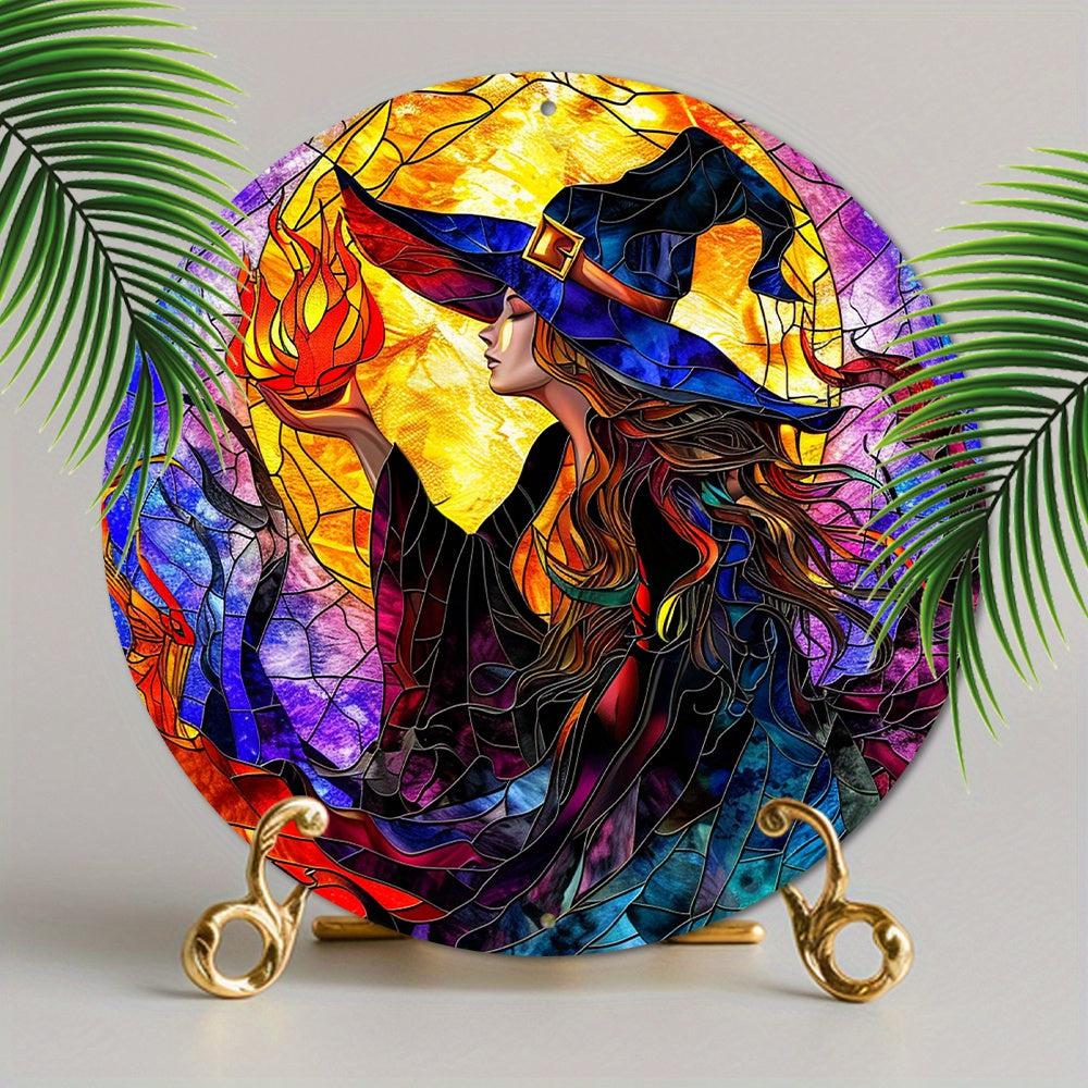 Witch with Flame Metal Sign Mystic Home Decor-MoonChildWorld