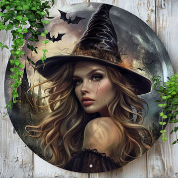 Gothic Witch Wall Art Spooky Metal Sign For Halloween Witchy Wall Decor