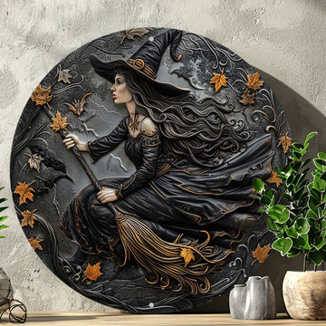 Broom Witch Wall Art Witchy Metal Sign Halloween Wall Decor-MoonChildWorld