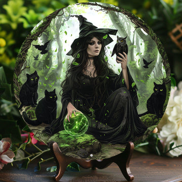 Classic Witch and Black Cats Metal Sign-MoonChildWorld