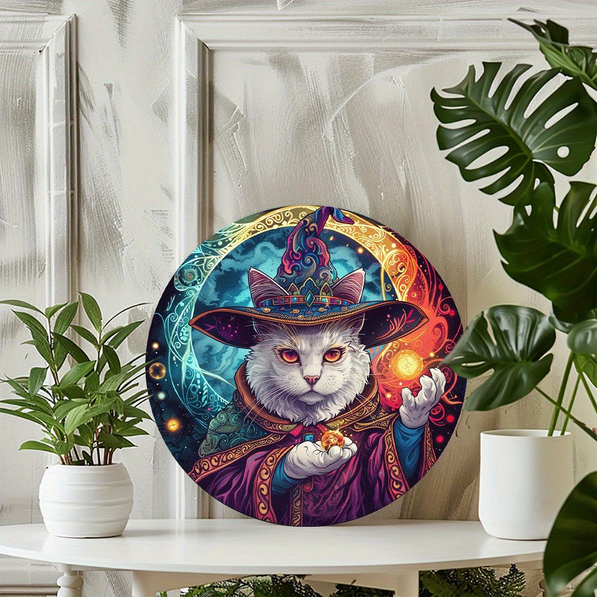 Magic Cat Metal Sign Halloween Wall Sign Witchy Home Decor-MoonChildWorld