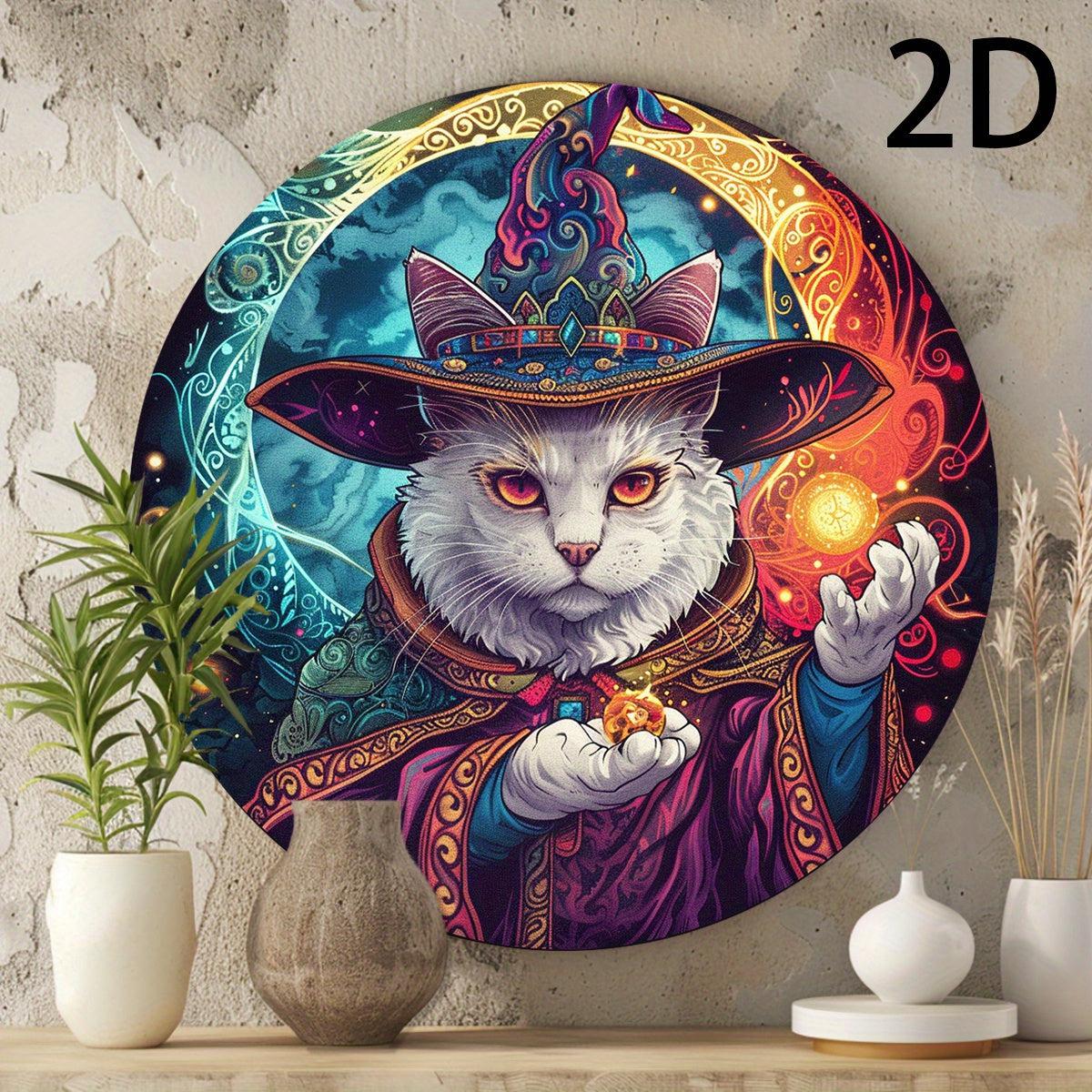 Magic Cat Metal Sign Halloween Wall Sign Witchy Home Decor-MoonChildWorld