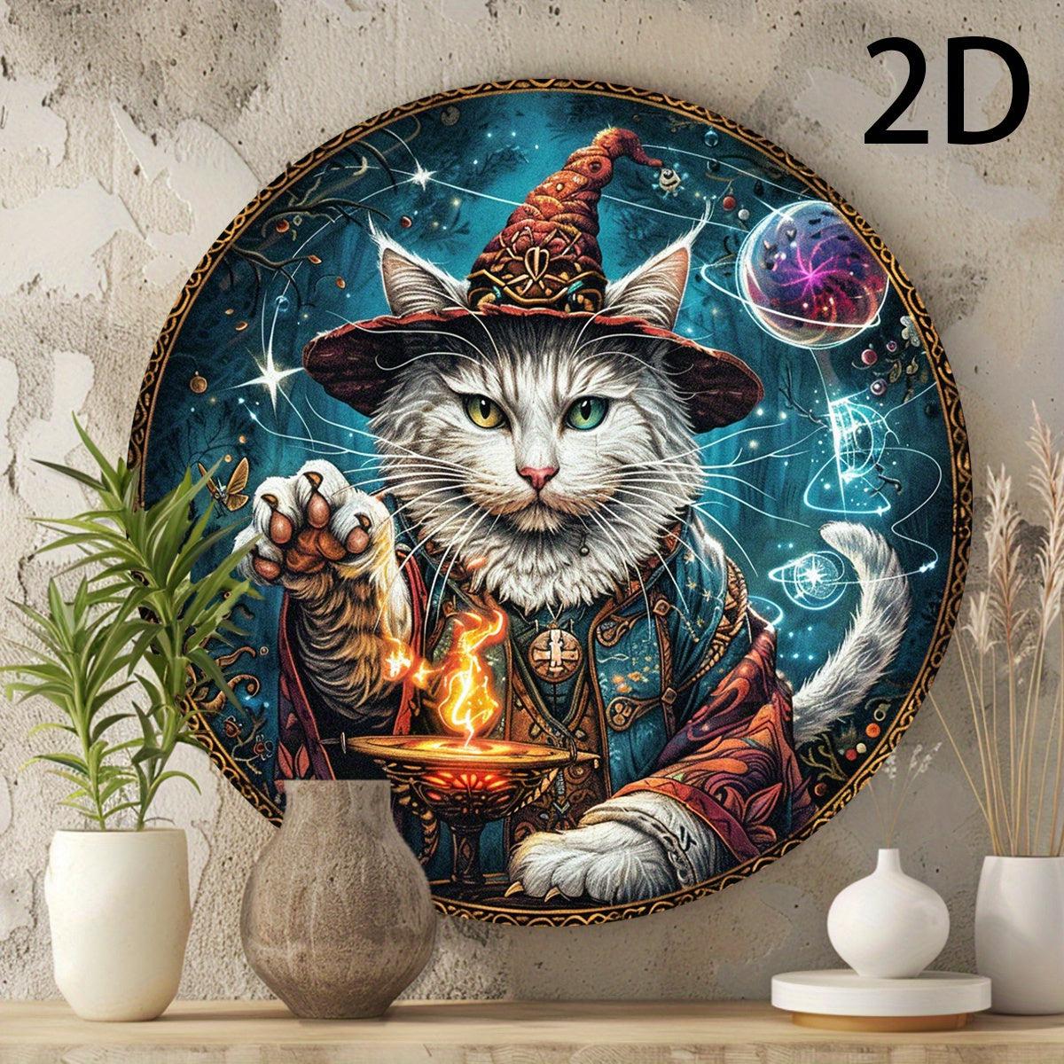 Magic Cat Metal Sign Halloween Wall Sign Witchy Home Decor-MoonChildWorld