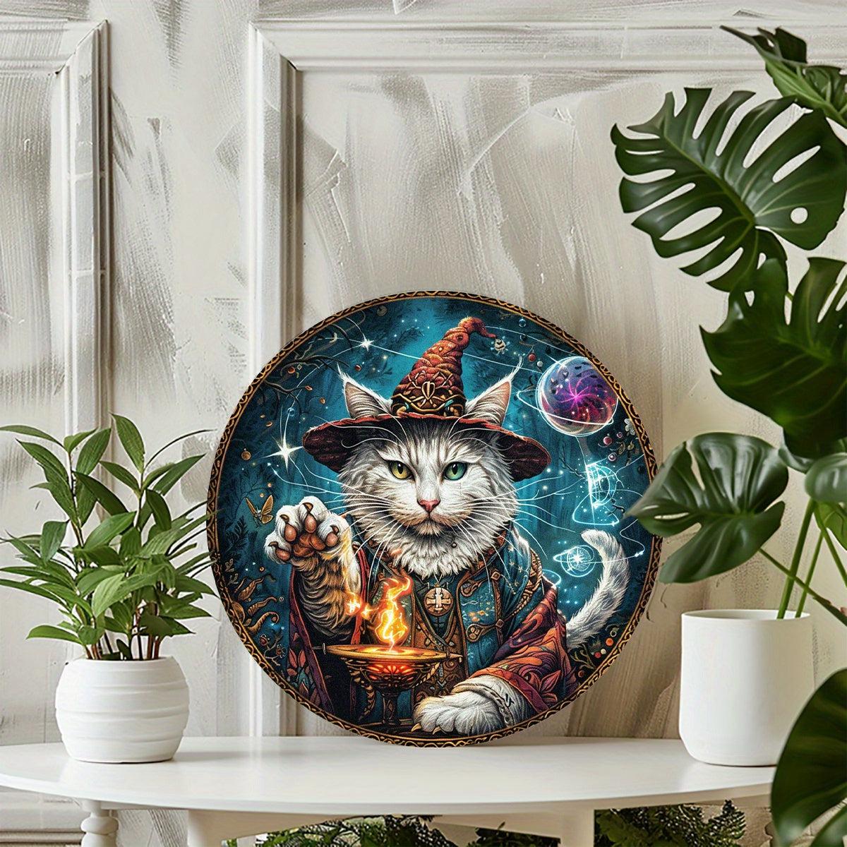 Magic Cat Metal Sign Halloween Wall Sign Witchy Home Decor-MoonChildWorld