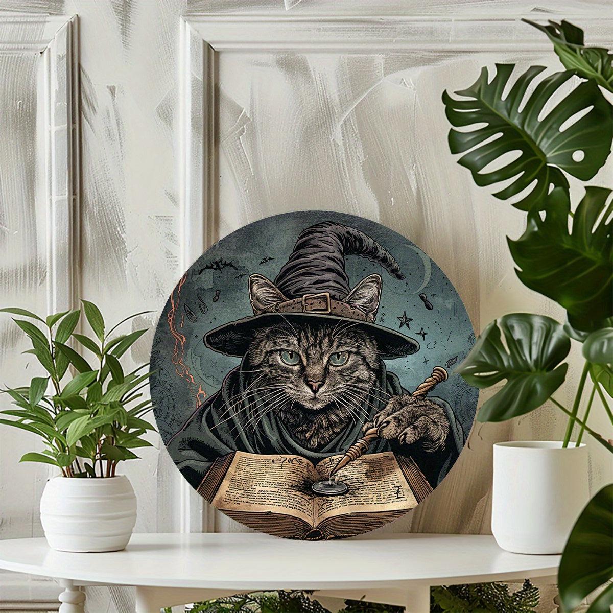 Magic Cat Metal Sign Halloween Wall Sign Witchy Home Decor-MoonChildWorld