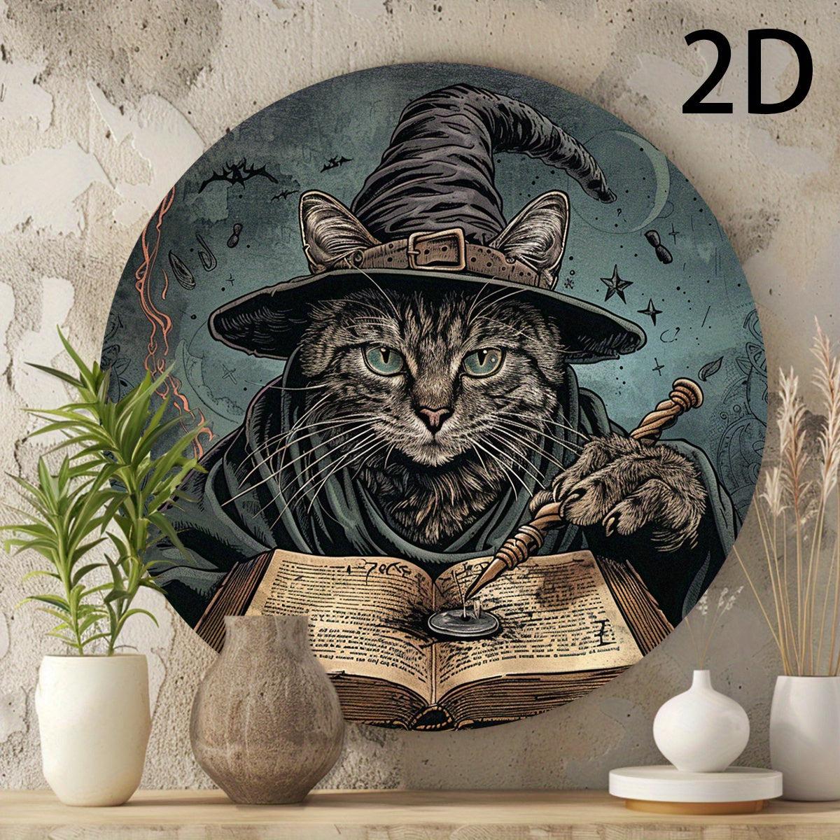 Magic Cat Metal Sign Halloween Wall Sign Witchy Home Decor-MoonChildWorld