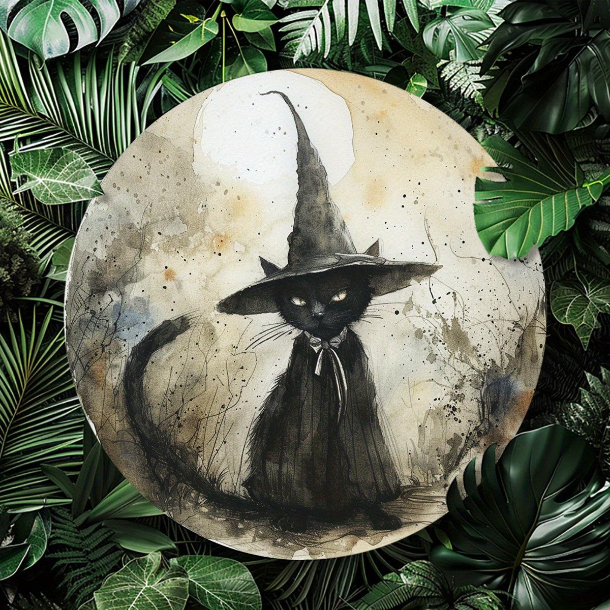 Magic Black Cat Metal Sign Witchy Cat Wall Sign-MoonChildWorld