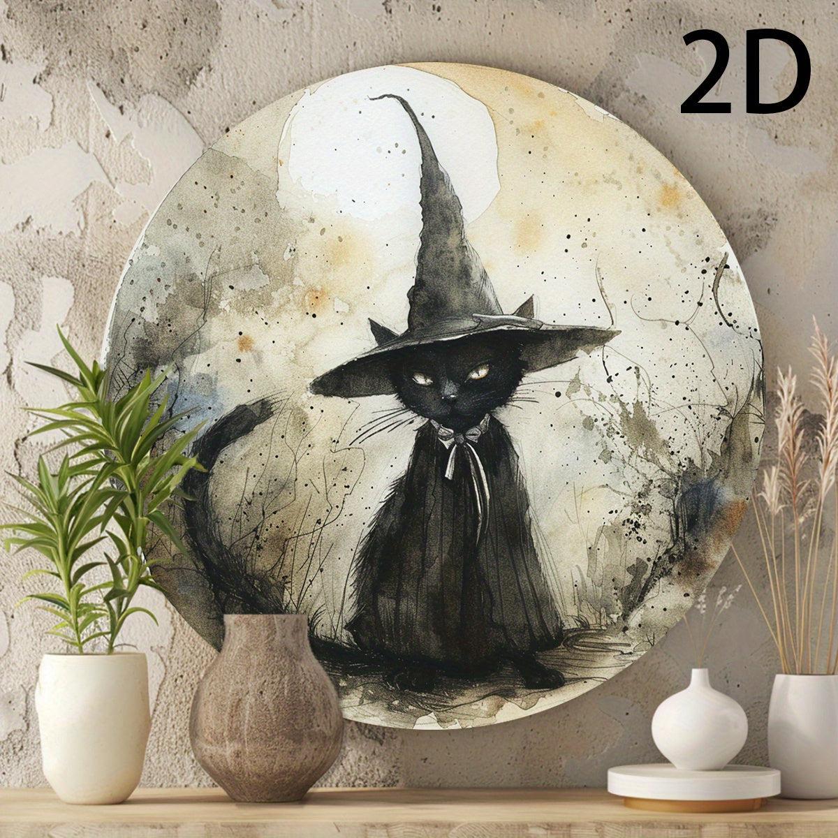 Magic Black Cat Metal Sign Witchy Cat Wall Sign-MoonChildWorld