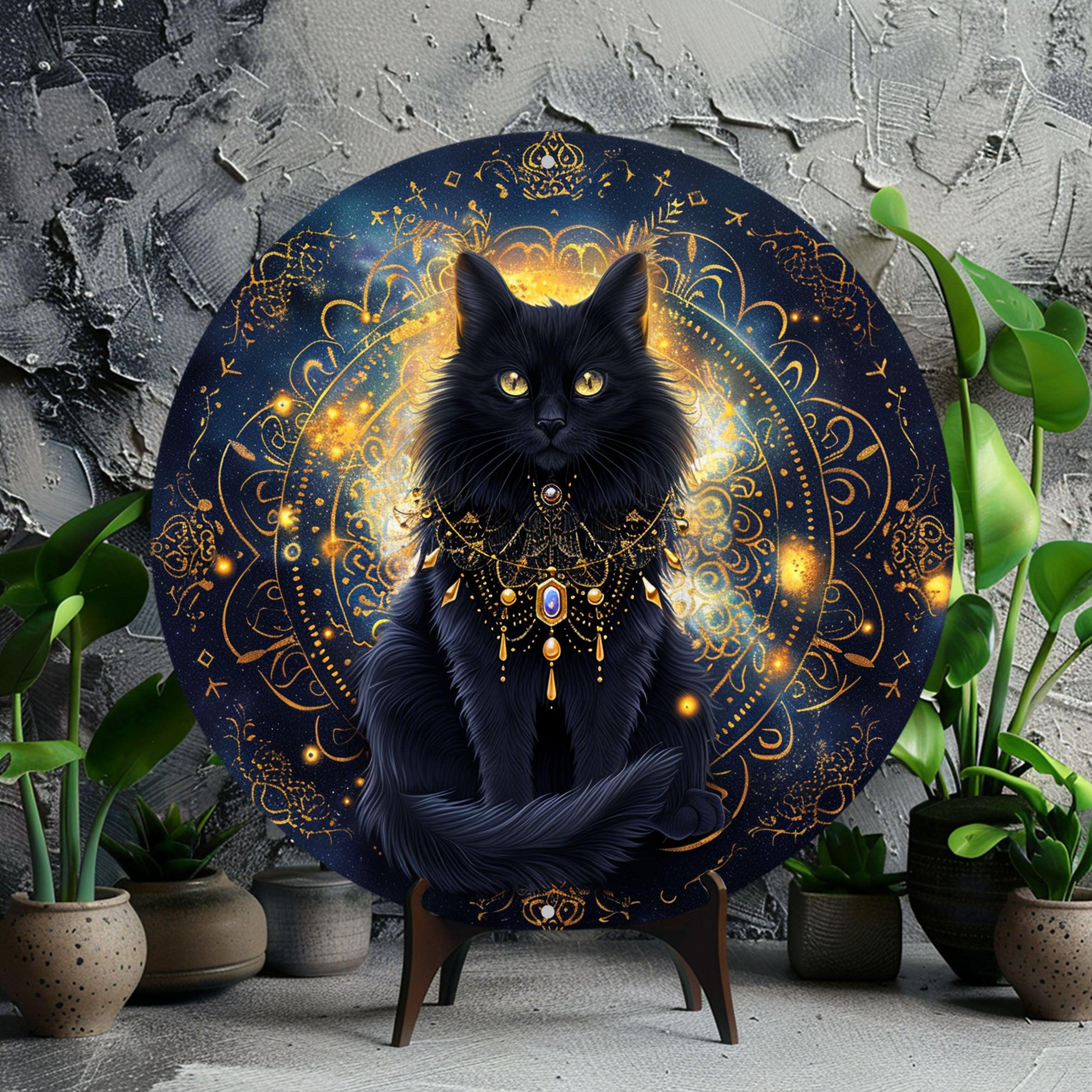 Mystic Cat - Cat Wall Art, Black Cat Wall Decor, Familiar, Magic, Witchcraft, Sunset, Stars, Space, Dark, Goth, 16x20 sold Canvas Print