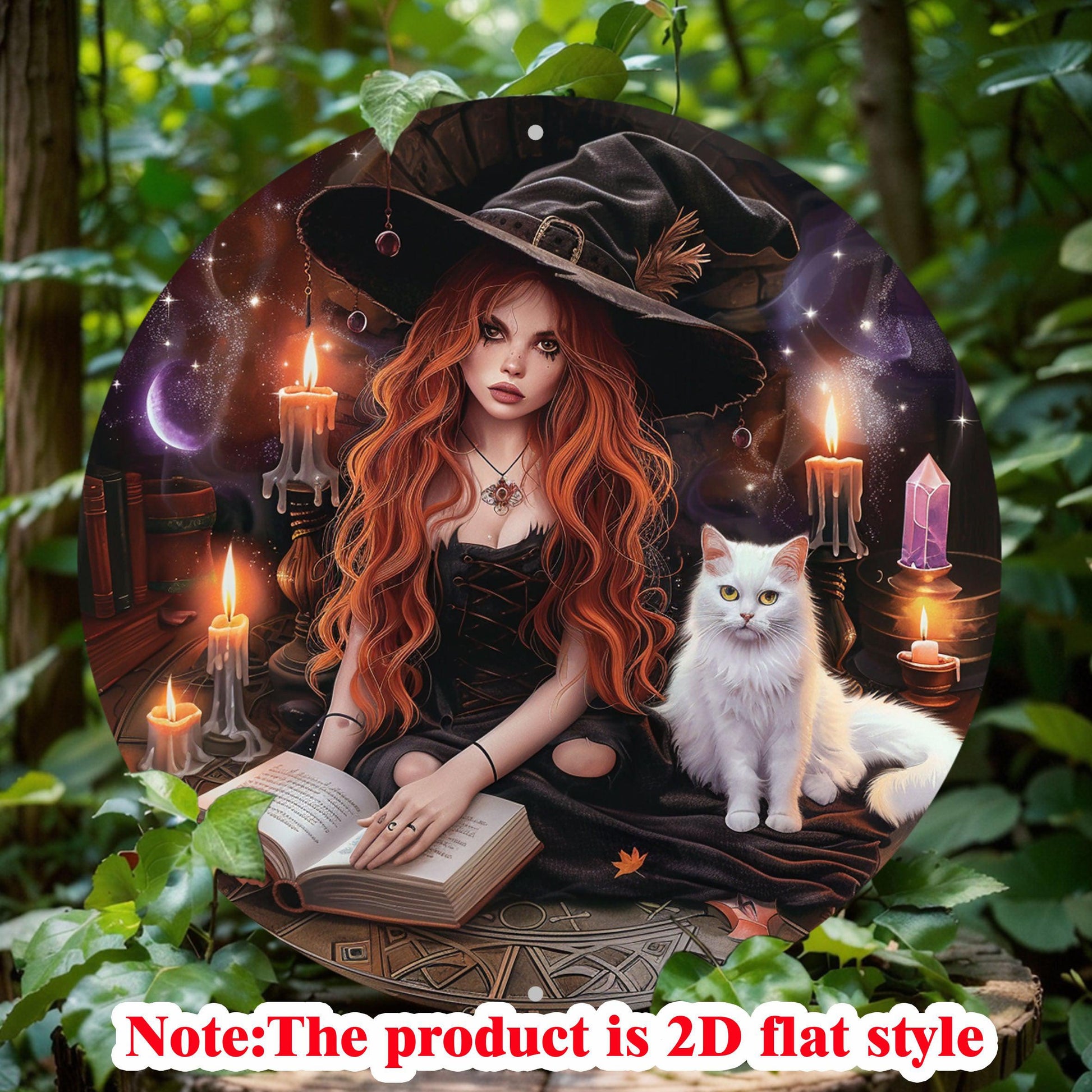 Charming Witch Magic Cat Metal Sign Halloween Decor-MoonChildWorld