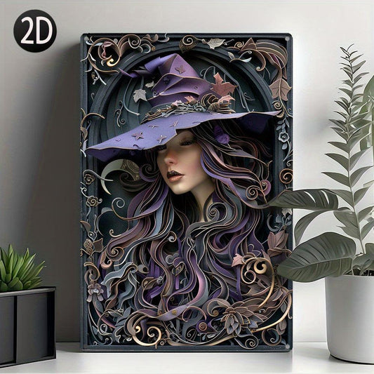 Gothic Witch Metal Tin Sign Witchy Wall Hanging Decor