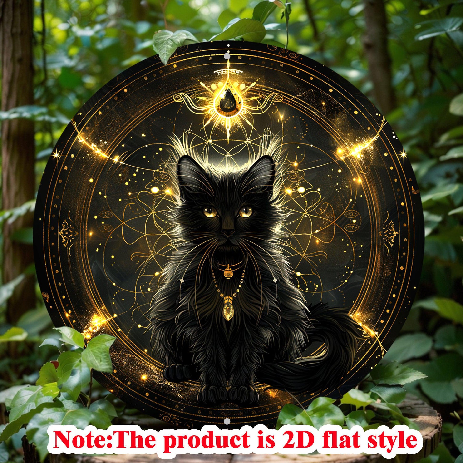 Black Cat Metal Sign Magician Cat Wall Decor-MoonChildWorld