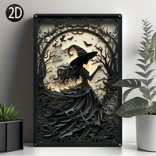 Dark Witch Wall Sign Gothic Witch Metal Sign Halloween Wall Decor