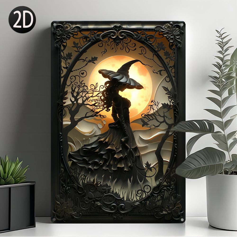 Dark Witch Wall Art Moon Witch Metal Sign Halloween Home Decor-MoonChildWorld