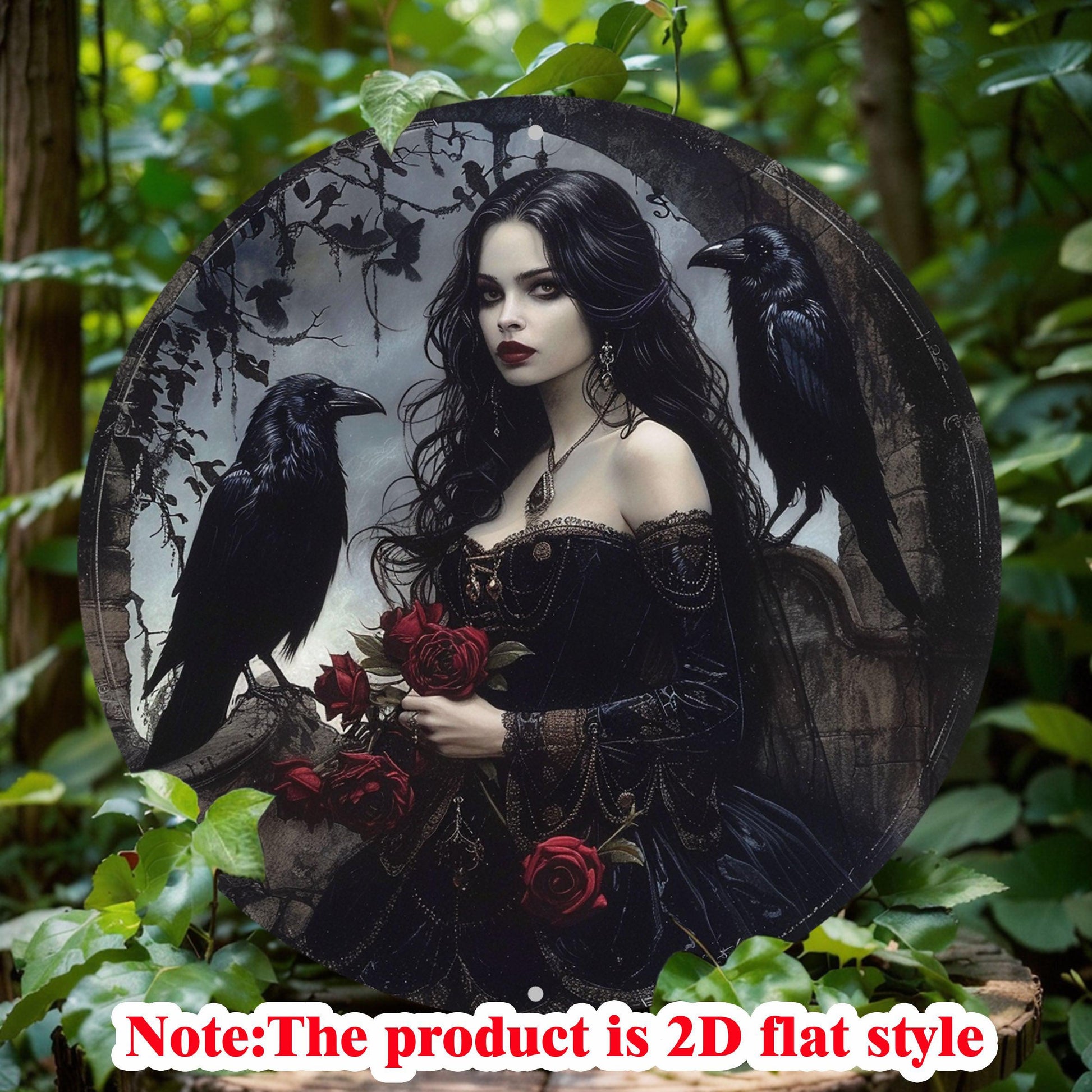 Charming Witch Raven Metal Sign Halloween Gothic Decor-MoonChildWorld