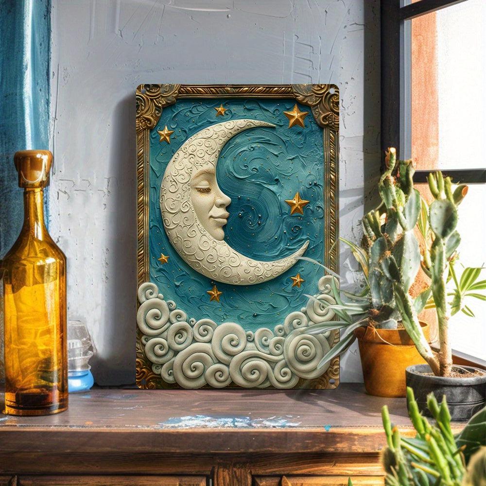 Star and Crescent Moon Wall Art Celestial Metal Sign-MoonChildWorld