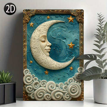 Star and Crescent Moon Wall Art Celestial Metal Sign-MoonChildWorld