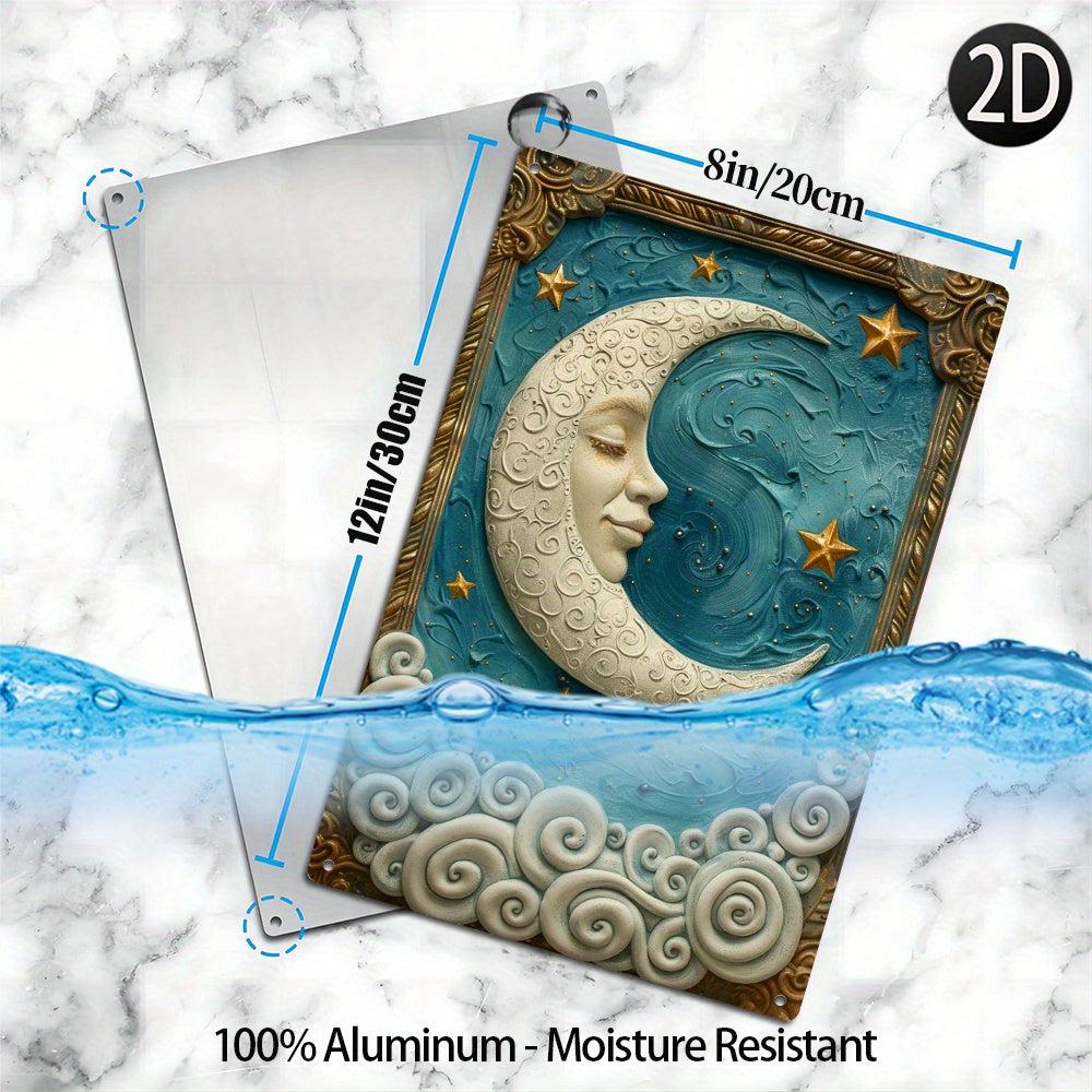 Star and Crescent Moon Wall Art Celestial Metal Sign-MoonChildWorld