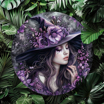 Purple Floral Witch Metal Sign Occult Wall Sign-MoonChildWorld