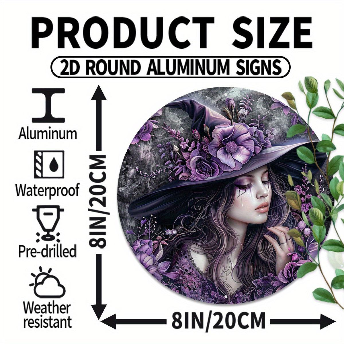 Purple Floral Witch Metal Sign Occult Wall Sign-MoonChildWorld