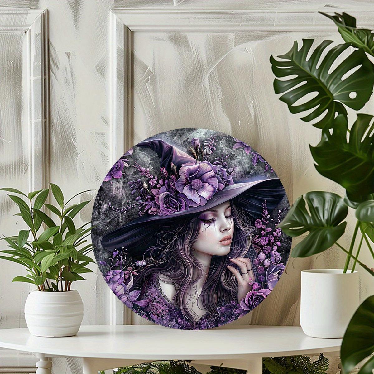 Purple Floral Witch Metal Sign Occult Wall Sign-MoonChildWorld