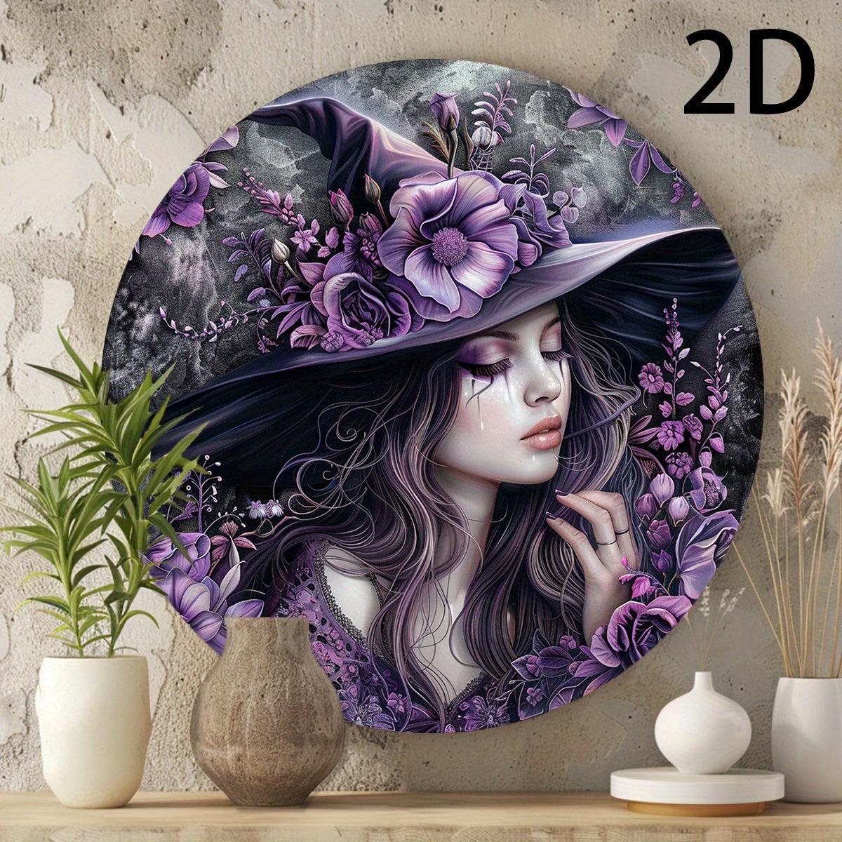 Purple Floral Witch Metal Sign Occult Wall Sign-MoonChildWorld