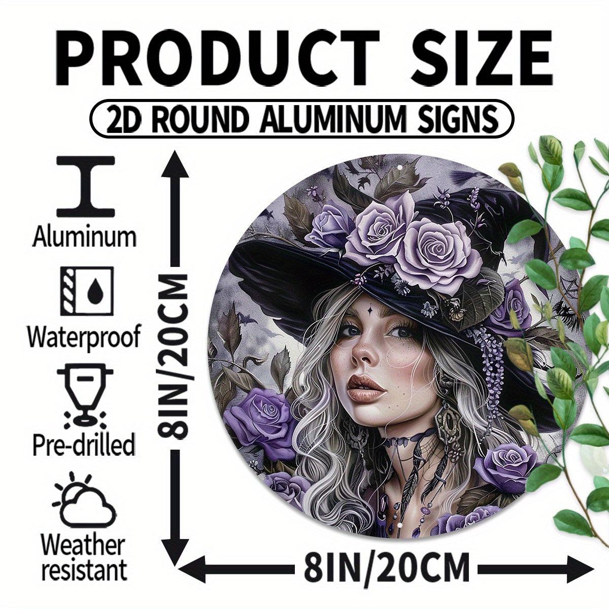 Purple Floral Witch Wall Sign Occult Home Decor Witchy Metal Sign-MoonChildWorld