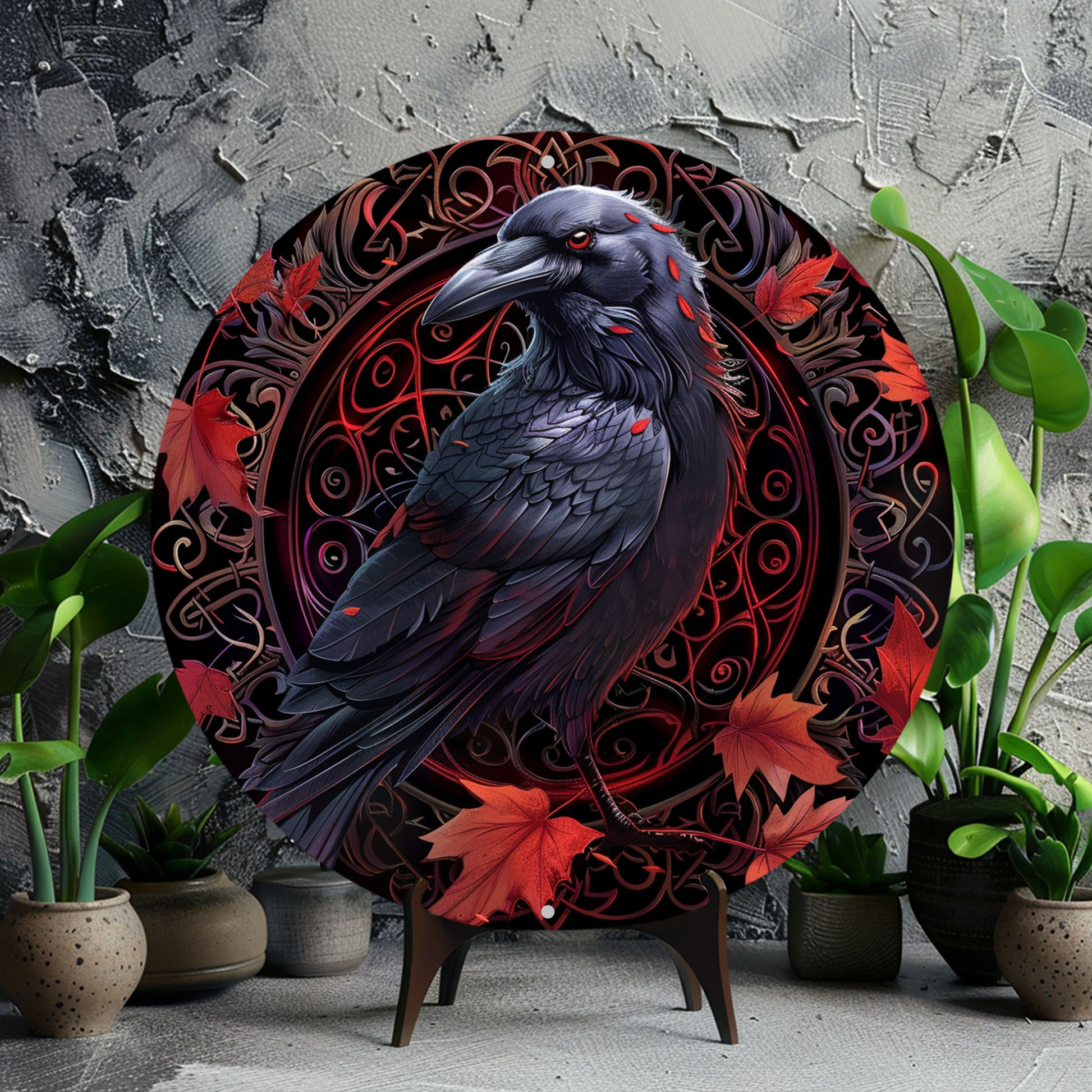 Gothic Crow Wall Sign Black Raven Goth Metal Sign Halloween Decor-MoonChildWorld