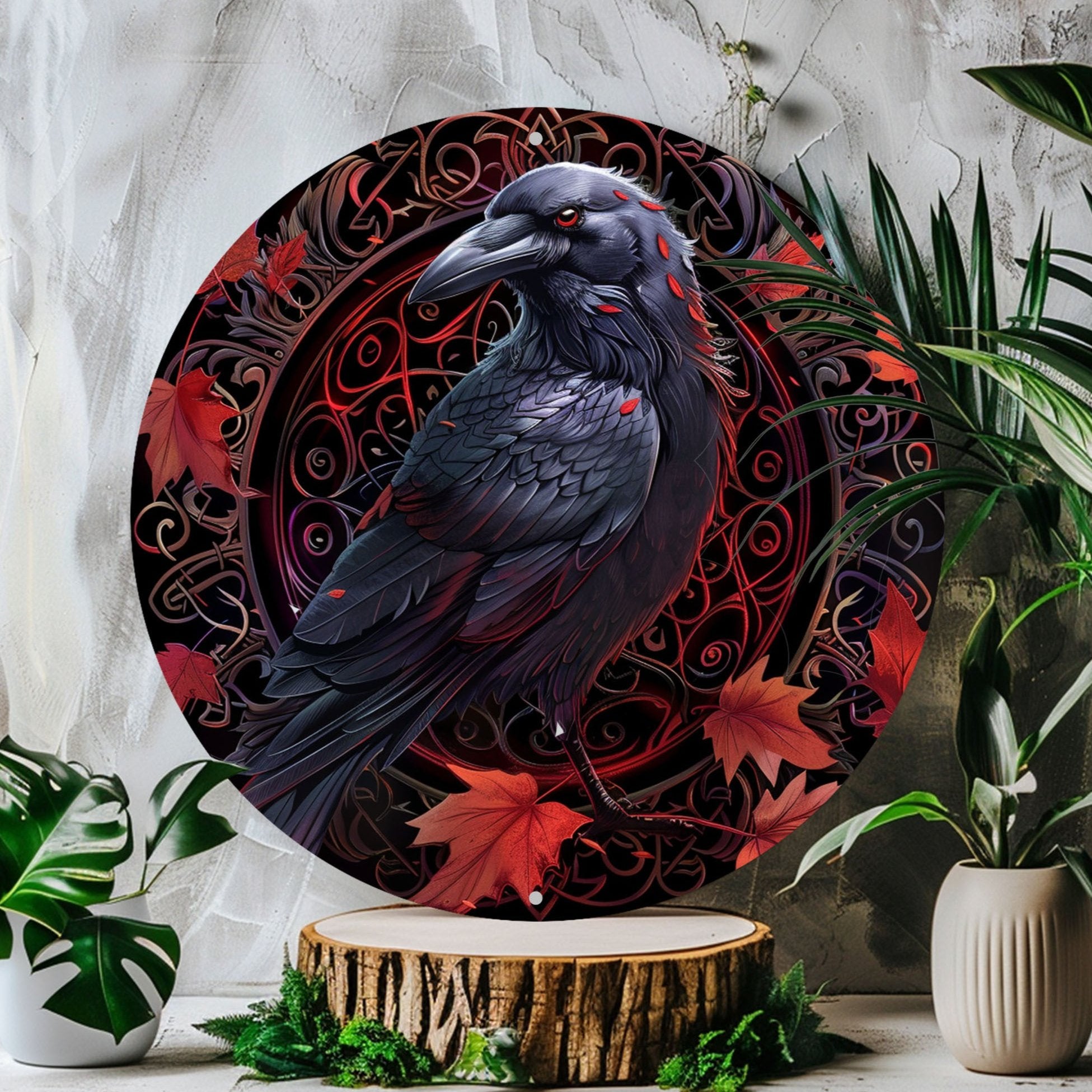 Gothic Crow Wall Sign Black Raven Goth Metal Sign Halloween Decor-MoonChildWorld