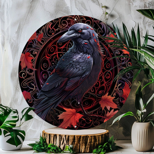 Gothic Crow Wall Sign Black Raven Goth Metal Sign Halloween Decor