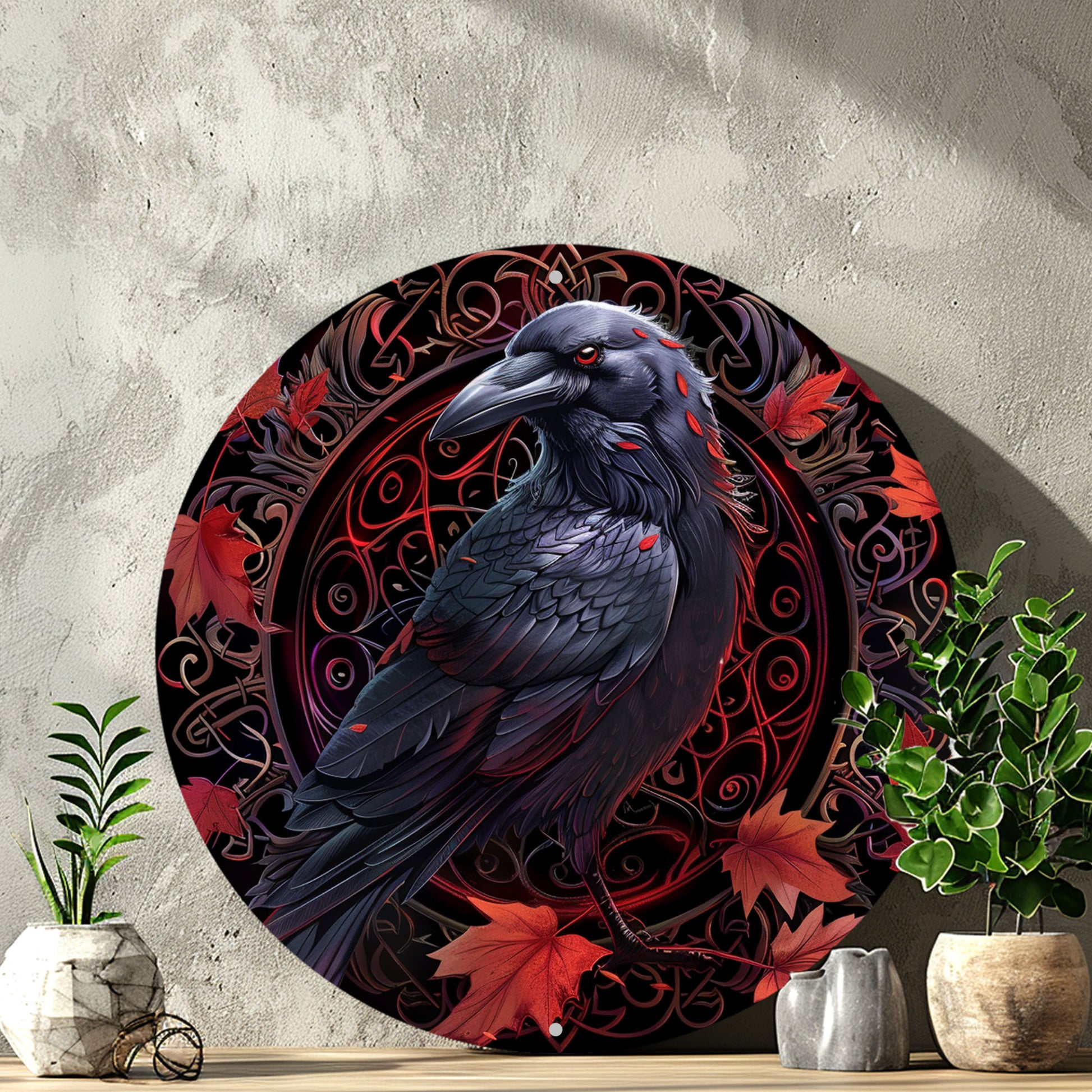 Gothic Crow Wall Sign Black Raven Goth Metal Sign Halloween Decor-MoonChildWorld