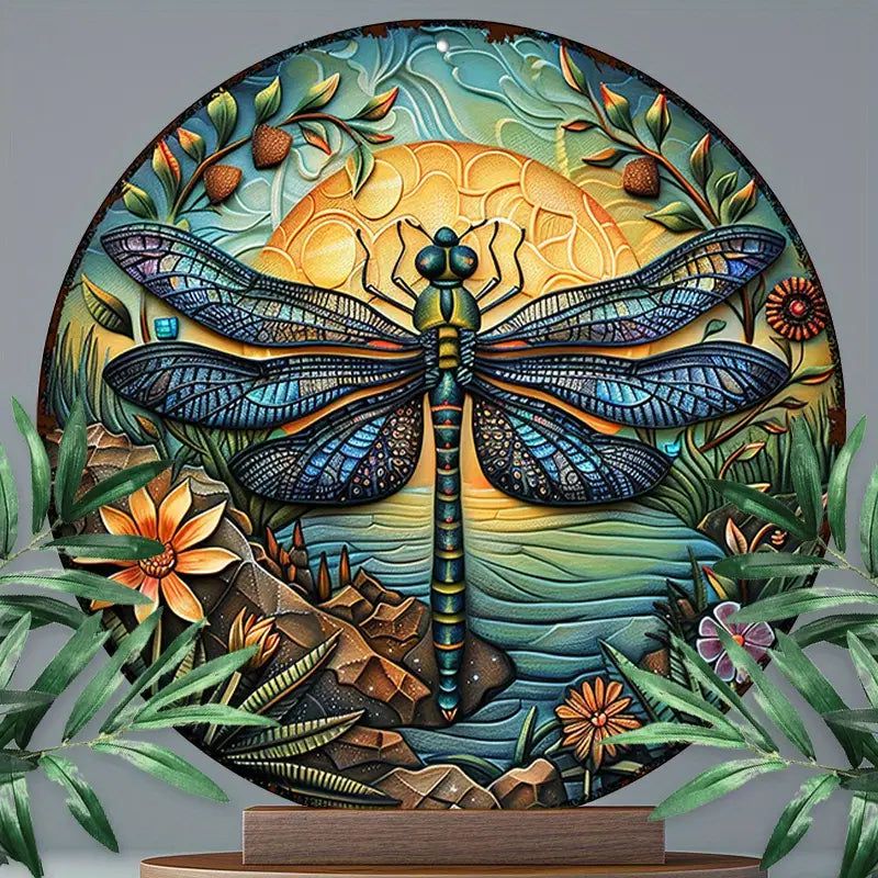 Dragonfly Metal Sign Dragonfly Metal Wall Art for Insect Enthusiasts-MoonChildWorld