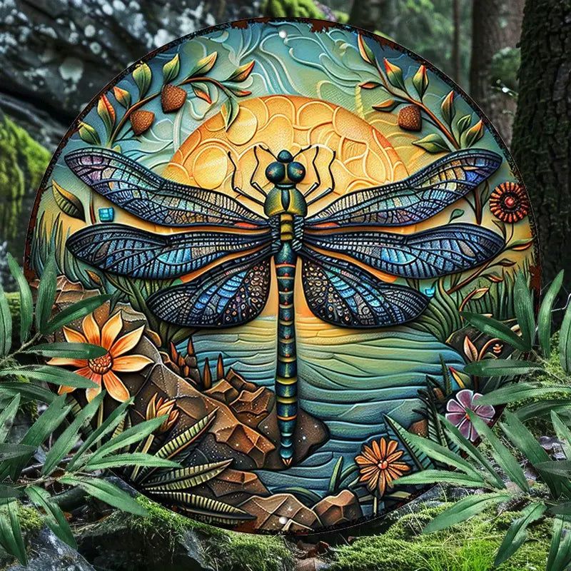 Dragonfly Metal Sign Dragonfly Metal Wall Art for Insect Enthusiasts-MoonChildWorld