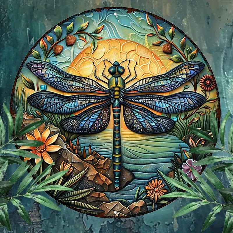 Dragonfly Metal Sign Dragonfly Metal Wall Art for Insect Enthusiasts-MoonChildWorld