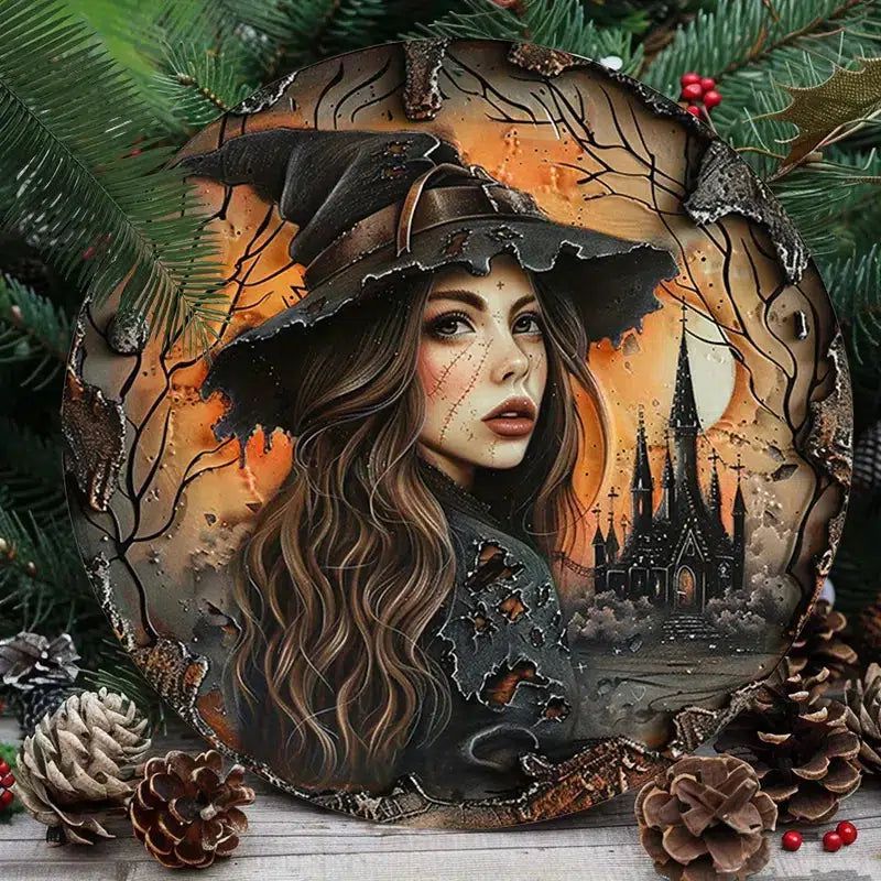 Gothic Witch Metal Sign for Halloween Decor-MoonChildWorld