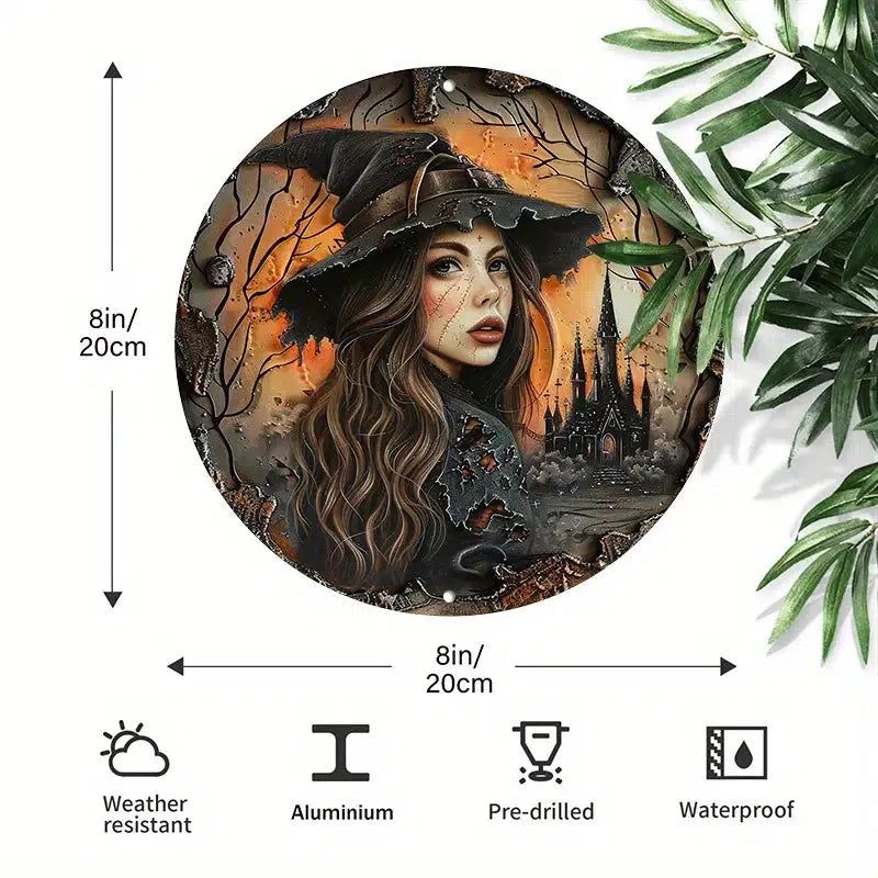 Gothic Witch Metal Sign for Halloween Decor-MoonChildWorld