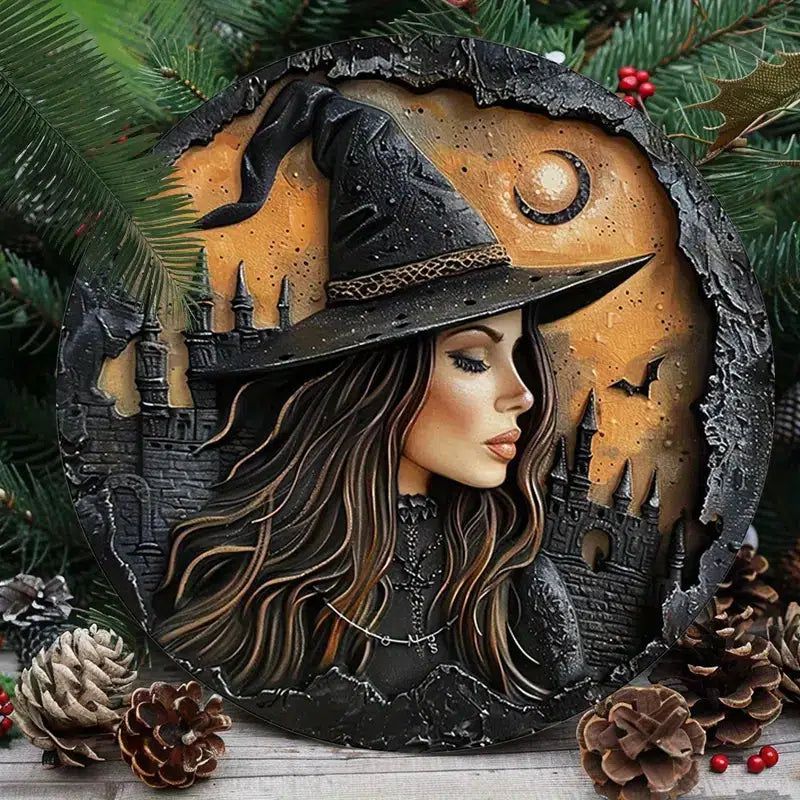 Gothic Castle Witch Metal Sign Halloween Home Decor-MoonChildWorld