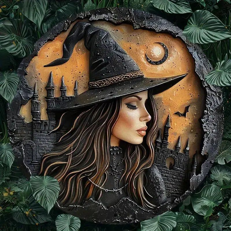 Gothic Castle Witch Metal Sign Halloween Home Decor-MoonChildWorld