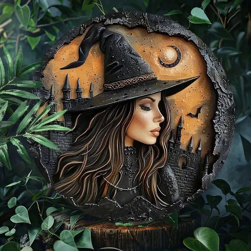 Gothic Castle Witch Metal Sign Halloween Home Decor-MoonChildWorld