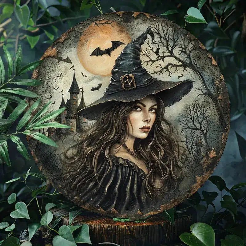 Dark Witch Gothic Metal Sign for Halloween Decor-MoonChildWorld