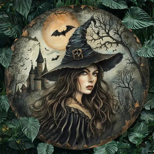 Dark Witch Gothic Metal Sign for Halloween Decor