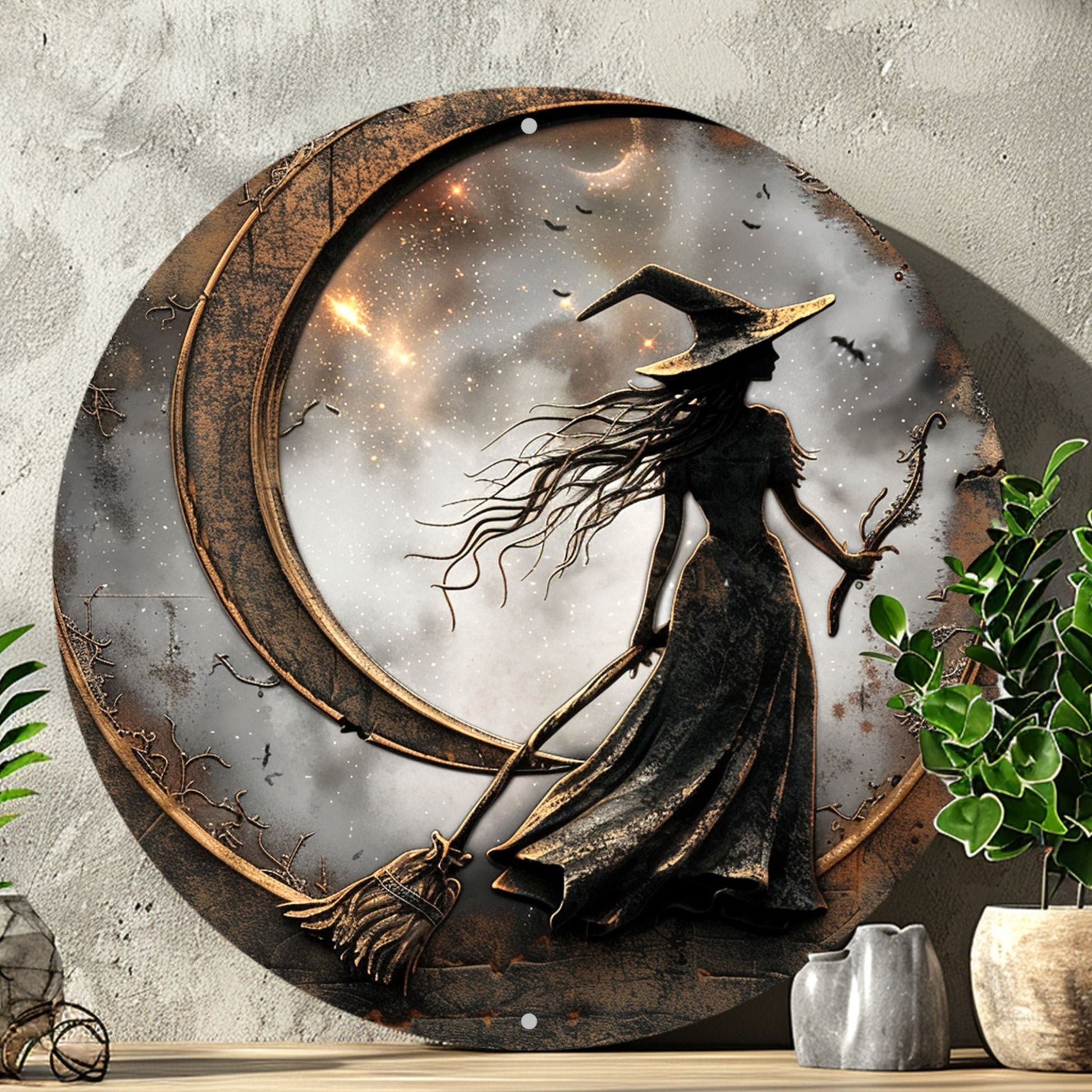 Dark Witch Silhouette Wall Sign Mystic Witch Wall Art-MoonChildWorld